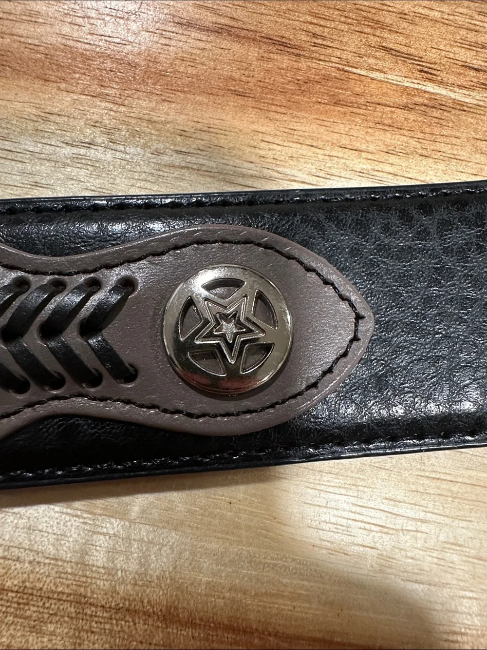 Classic Black Leather Men's Belt with Engraved Silver Buckle 449